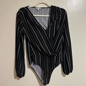 Black and White Striped Bodysuit